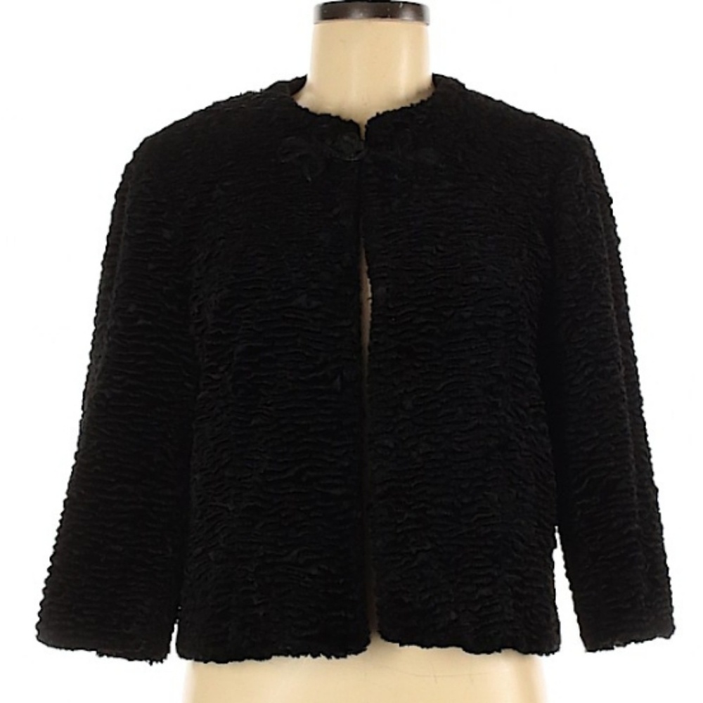 Behnaz Sarafpour faux lamb one clasp black jacket size medium